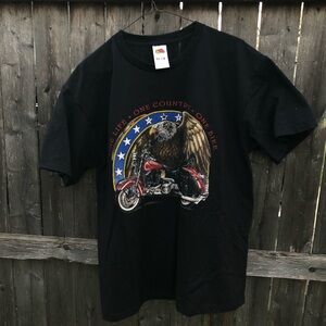 Black biker eagle graphic tee